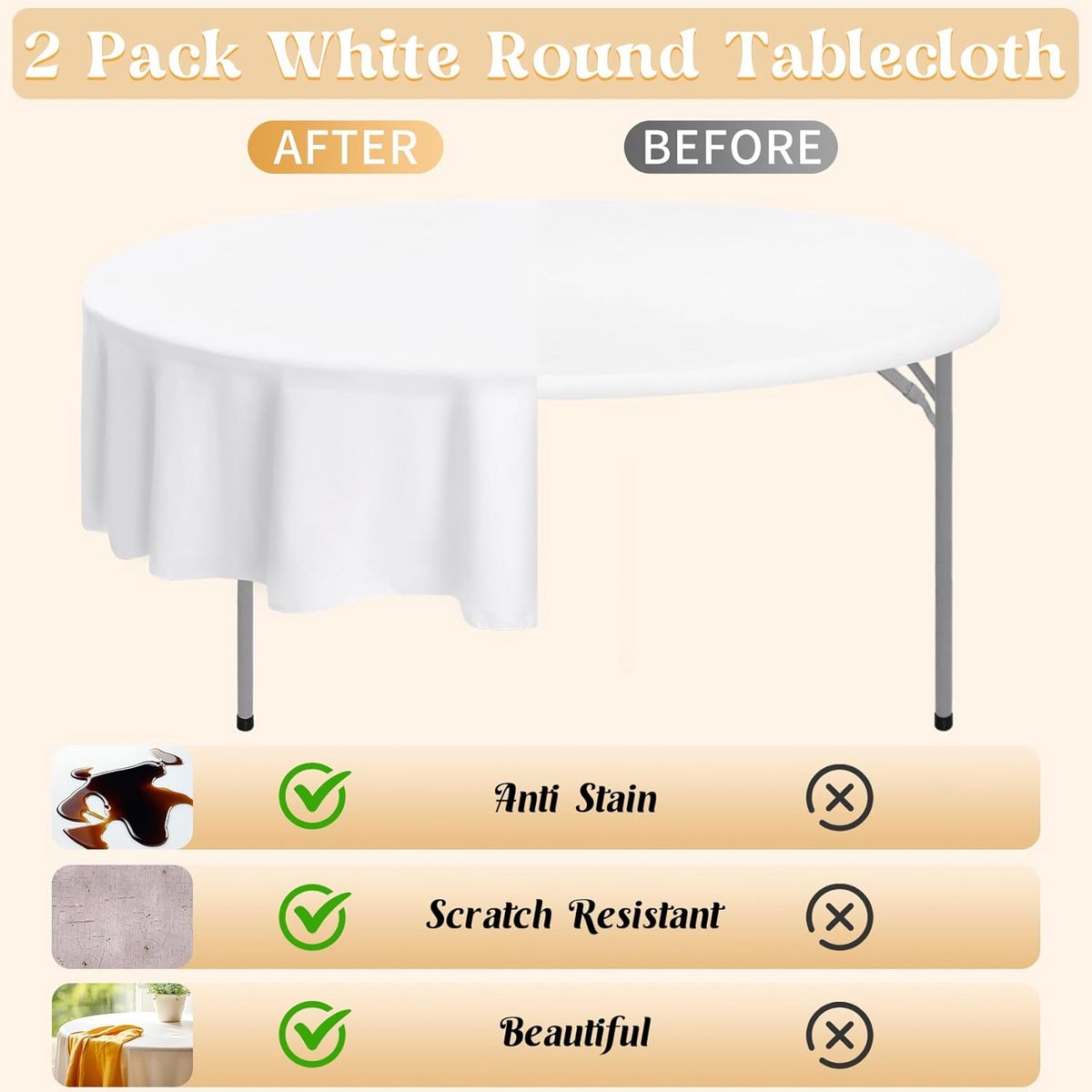 Set van 2 Witte Ronde Tafelkleden voor Feest en Diner - 304 cm Polyester