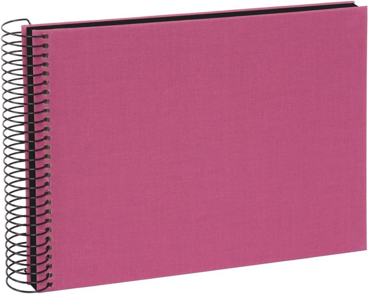 Spiraal Fotoalbum - Fotoalbum met Zwarte Pagina's - Herinneringen Vastleggen - Linnen Omslag - 24 x 17 cm - Fuchsia