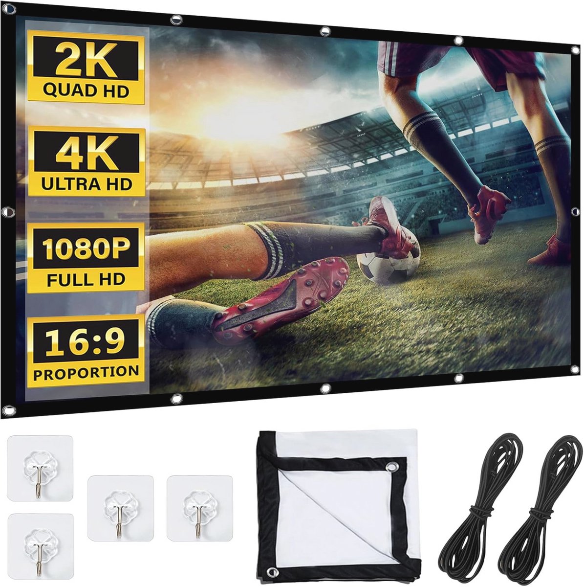 Projectiescherm 120 inch 16:9 HD - Opvouwbaar en Anti-Rimpel Scherm voor Buiten en Thuis