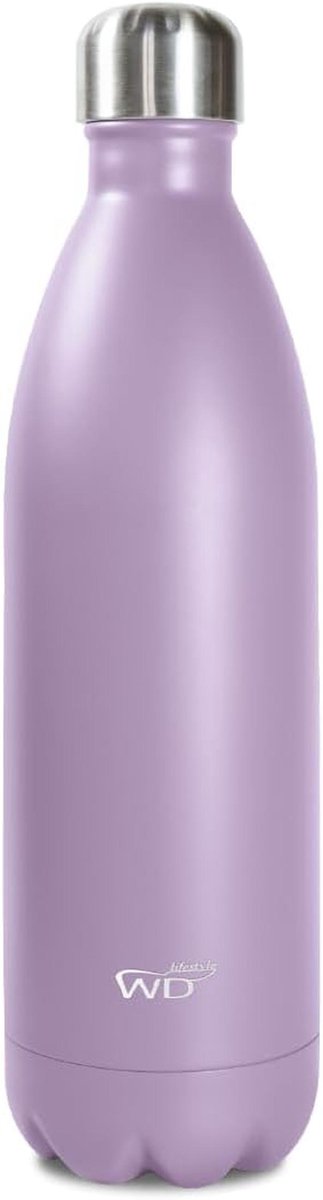 Thermosfles 1 liter Lilla - Ideaal voor onderweg - Ø 7 cm, hoogte 31 cm