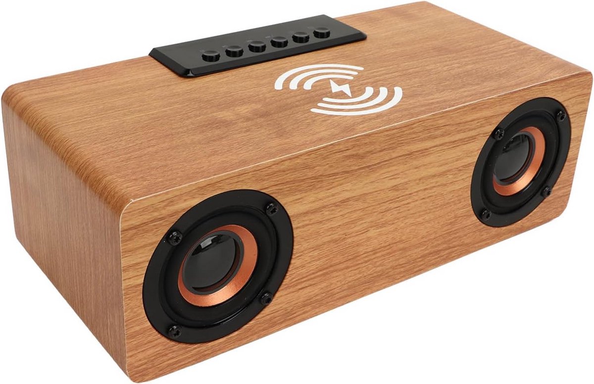 Digitale Houten Wekker met Bluetooth-luidspreker en Draadloze Oplader voor Slaapkamer