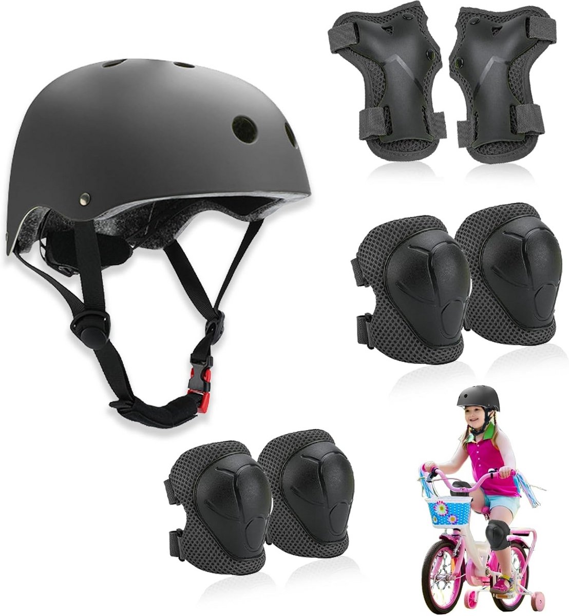 Kinder Beschermset Helm Kniebeschermers Elleboog en Polsbescherming