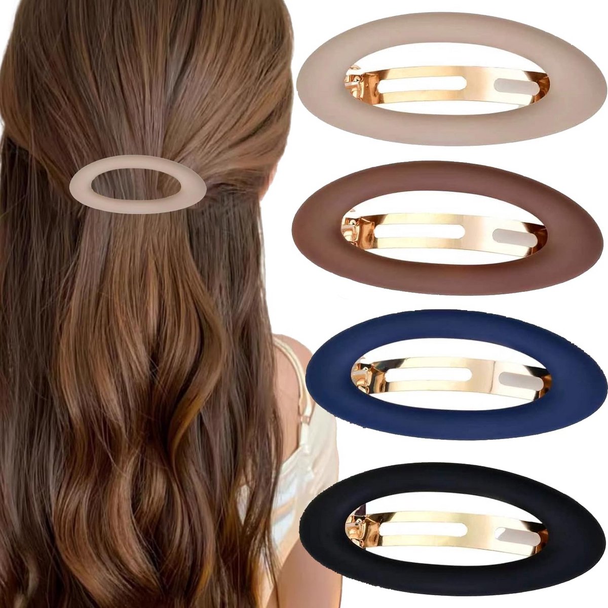 4x Grote Elegante Haarspelden Dames - Automatisch Vintage Klemmen voor Dik & Fijn Haar