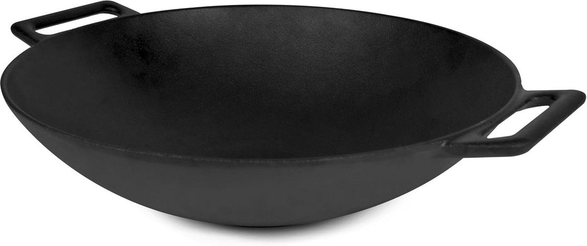 Gietijzeren Wok Pan met Handvatten - Heavy Duty 30 cm - Ideaal voor BBQ en Ovens