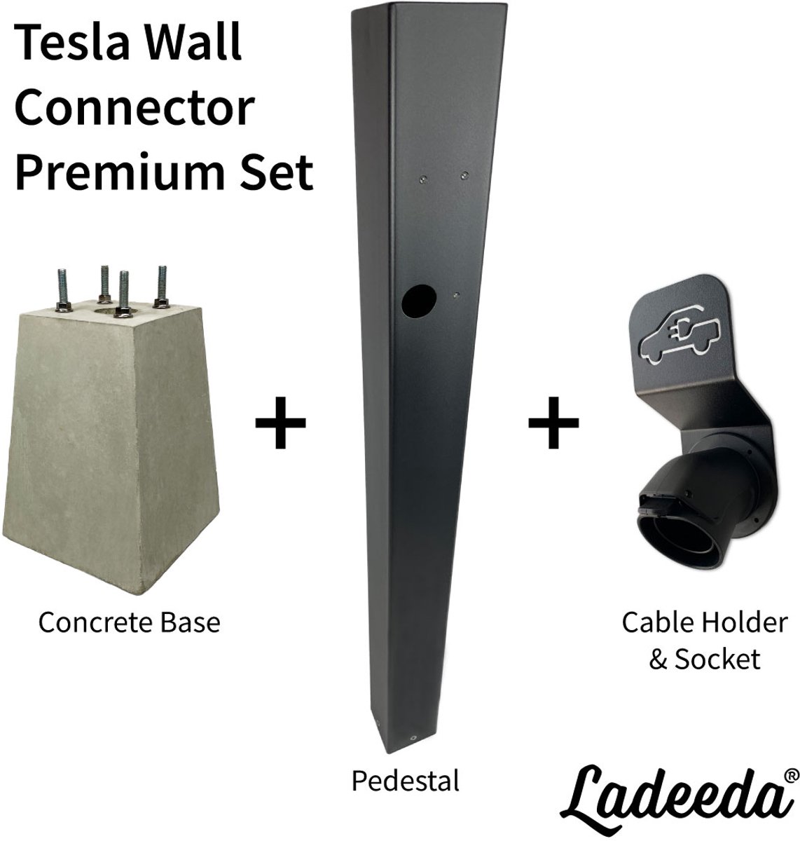 Luxe Complete Set voor Tesla Wall Connector | RVS Pedestal