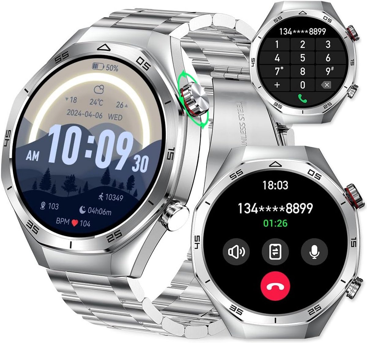 Slimme Horloge voor Mannen met 1,5 Inch HD Touchscreen – Sport Fitness Tracker met Bluetooth en IP67 Waterdicht