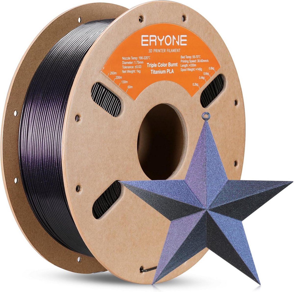 Glitter PLA Filament 1.75mm - 1kg, 3D Printer Materiaal in Burnt Titanium Kleuren