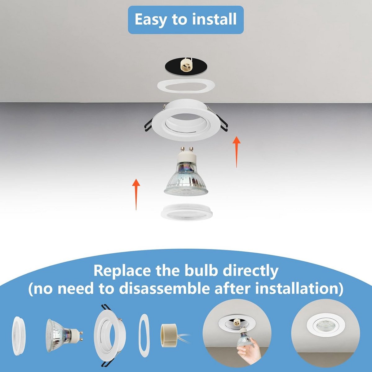 4-Pack Inbouwspots LED GU10 Aluminium Waterdicht Wit IP44