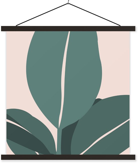 Porte-affiche avec affiche - Affiche scolaire - Été - Feuilles - Abstrait - 90x90 cm - Lattes noires