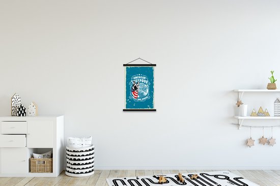 Porte-affiche avec affiche - Affiche scolaire - Vintage - Armée - Chien - 40x60 cm - Lattes noires - Cadeau Vaderdag - Cadeau - Cadeau pour lui - Astuce - Hommes