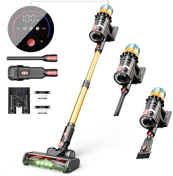 650W draadloze stofzuiger, 55kPa borstelloze stofzuiger, LED-handstofzuiger, draadloos, SmartDisplay, voor vloerbedekking, 6 in 1 draadloze stofzuiger, 50min, 1.2L