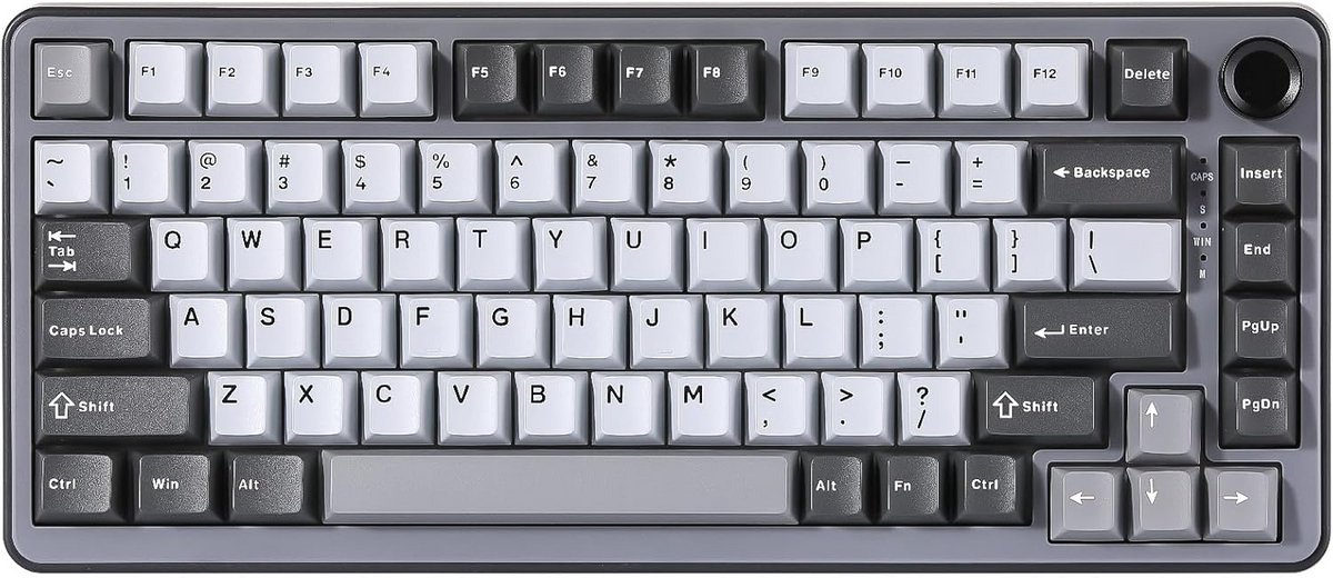 Mechanisch Toetsenbord 75% Hot-swappable met RGB Verlichting - Gaming Toetsenbord voor WIN/MAC (Zwart, Blauw Grijs)