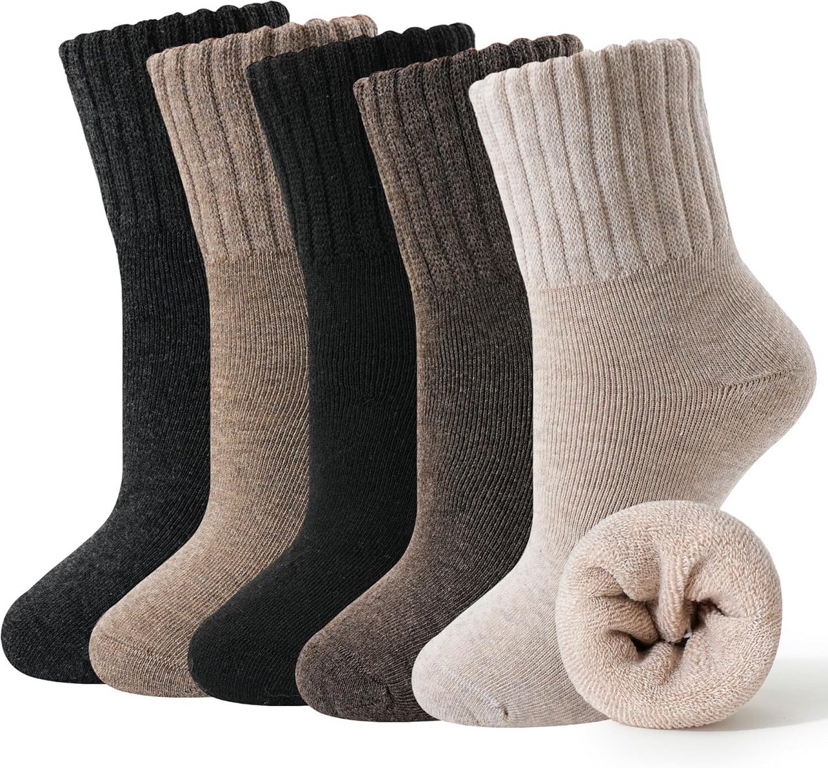 5 Paar Warme Thermo Sokken Dames - Dikke Wintersokken voor Wandelen en Dagelijks Gebruik