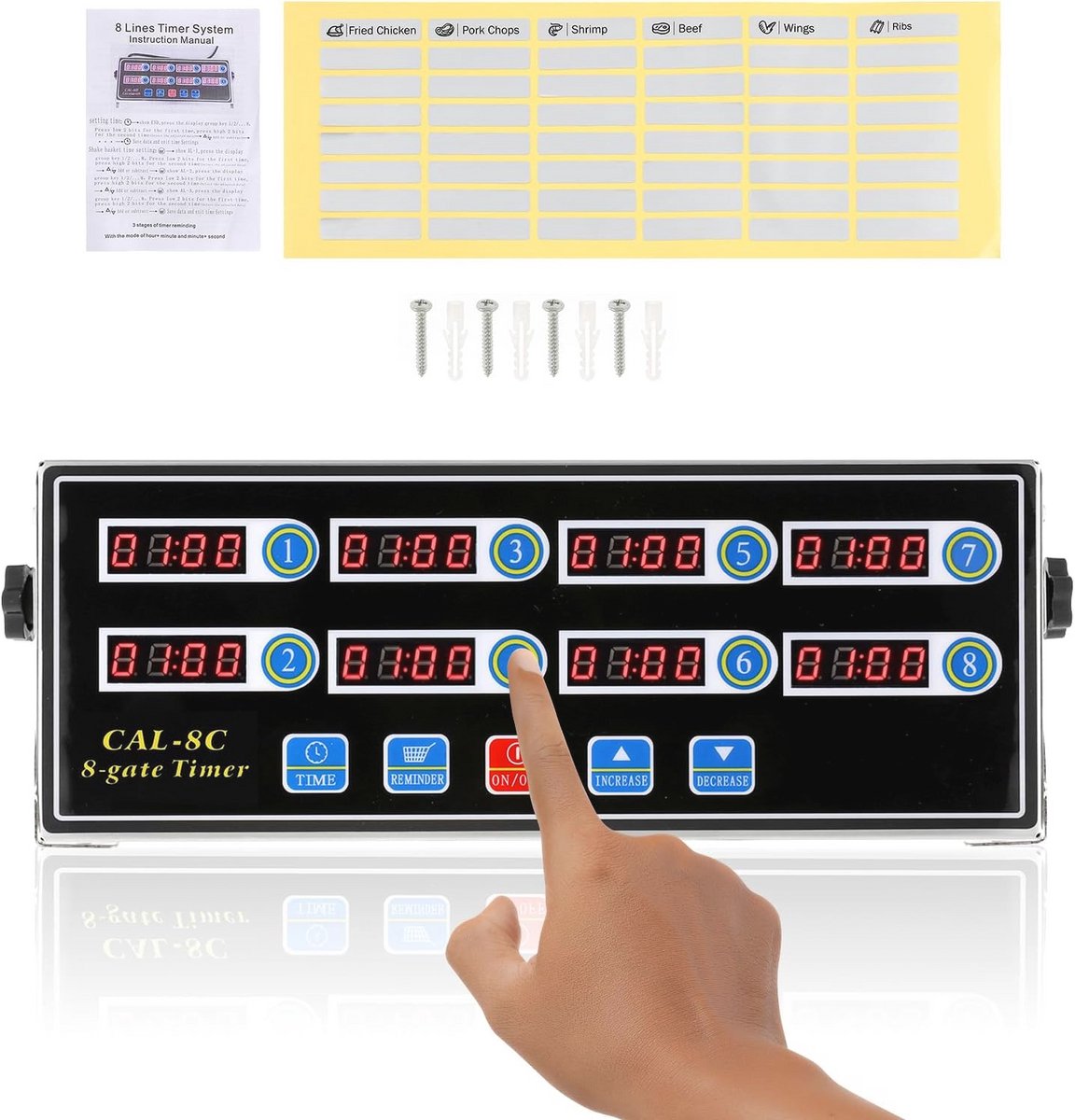Digitale Keukentimer met 8 Kanalen en Stalen Behuizing