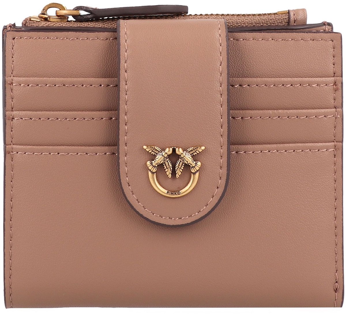 PINKO Leren portemonnee Multi Purpose Wallet Biscotto Zenzero - Antique Gold Taupe