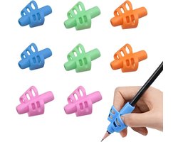 8 stuks - Potloodgrip - Potloodgrepen - Pengrip - Pencil Grip - Potloodhulp - Schrijfhulp - Verdikker - Schrijfhulpmiddelen - Penverdikker - Pengreep - voor links- en rechtshandigen - blauw, roze, groen, oranje