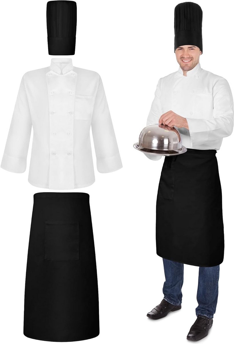 Halloween Chef Kostuum Set met Hoed en Schort voor Mannen