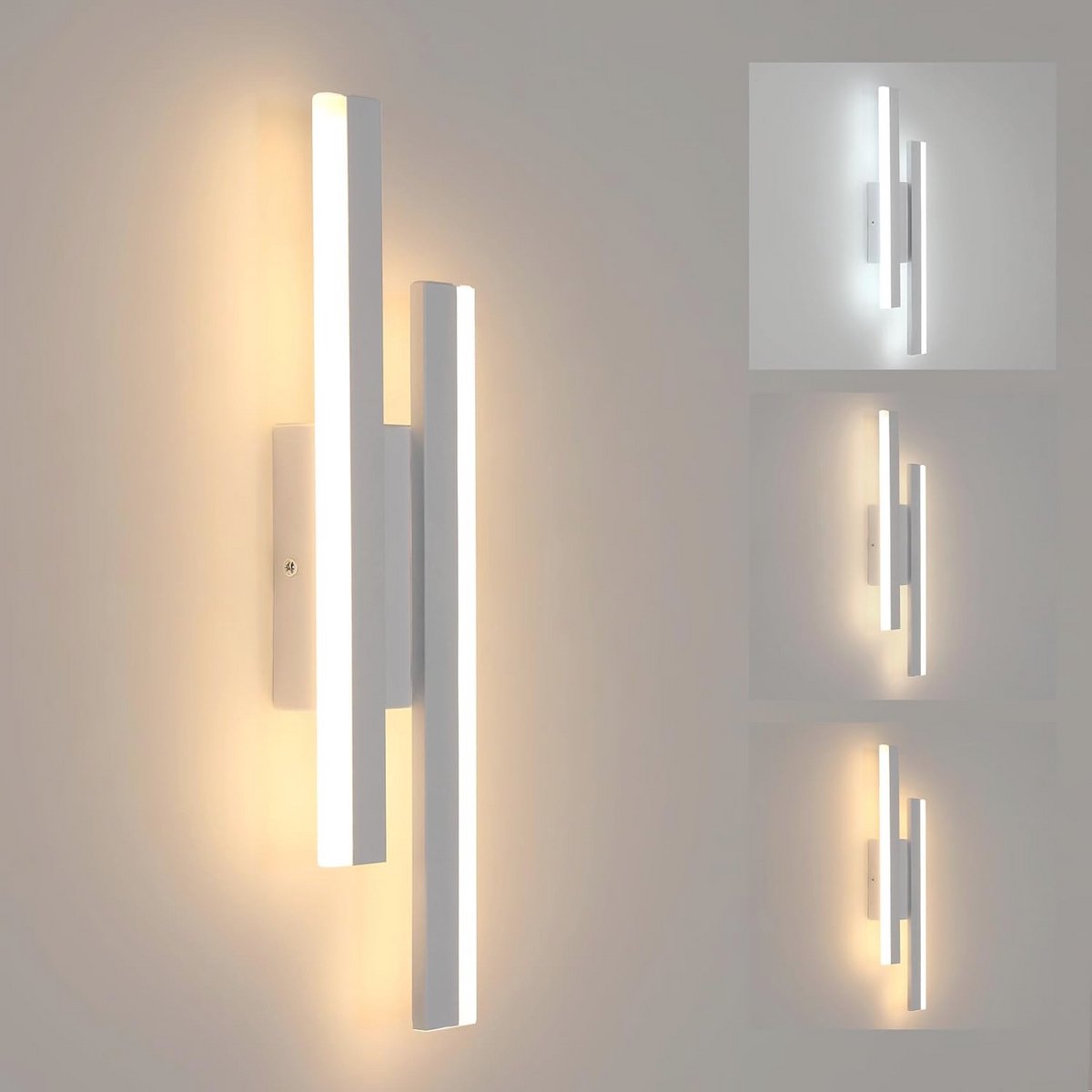 Moderne Led-wandlamp voor binnen, 16 W, 1800 lm, creatieve lange parallel, 3000 K / 4500 K / 6500 K, acryl wandlamp voor slaapkamers en woonkamers
