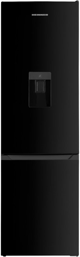 Koel-vriescombinatie Heinner 260L matzwart, waterdispenser, elektronische regeling, omkeerbare deur, LED verlichting