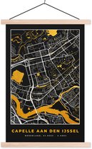Posterhanger incl. Poster 120x180 cm - Schoolplaat - Stadskaart - Capelle aan den IJssel - Goud - Zwart - Textielposter - Blanke latten