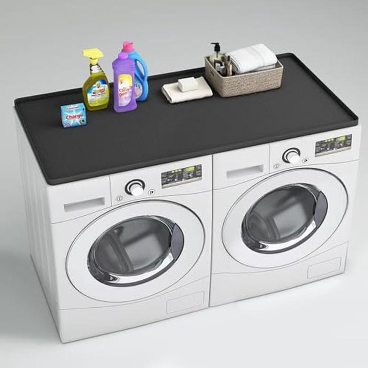 Wasmachine en Droger Topbeschermer - Siliconen, Waterdicht & Antislip (130 x 60 cm, Zwart)