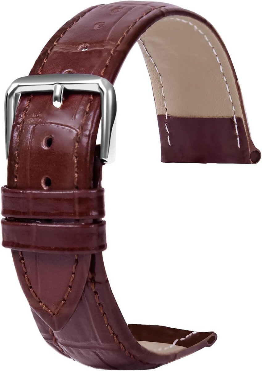 Bruine Leren Horlogeband 22mm Dames en Heren