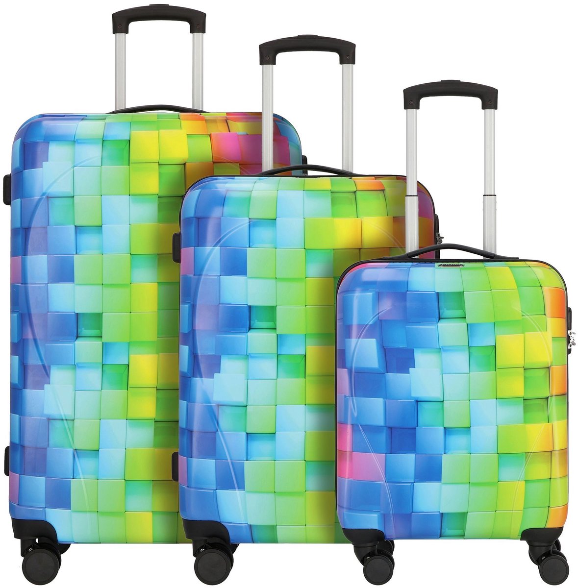 NOWI Santa Cruz 4 wielen Kofferset 3-delig - Harde bagage - Combinatieslot - bunt