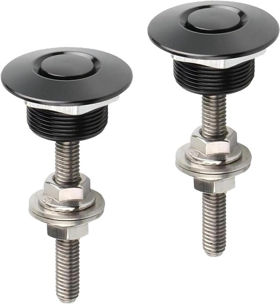 4x Universele Bumper Snelsluiting – Drukknoppen Voor Motorkap & Kentekenplaat, Zwart/Zilver, 150 Lbs Treksterkte