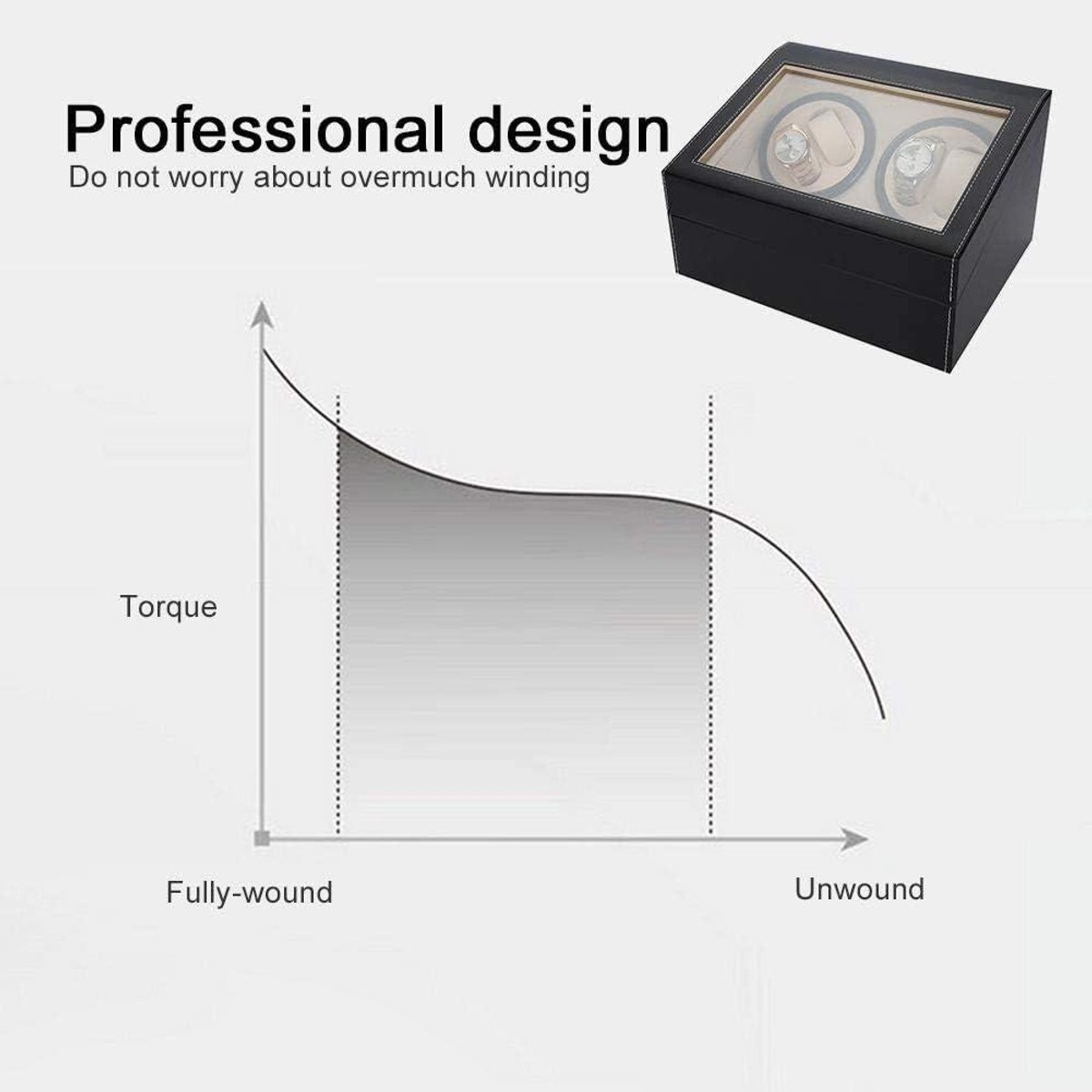 Egoods - Watch winder voor automatische klokken, mechanische horloge-opbergkoffer met 6 rasters (zwart) - Luxe horlogeaccessoires