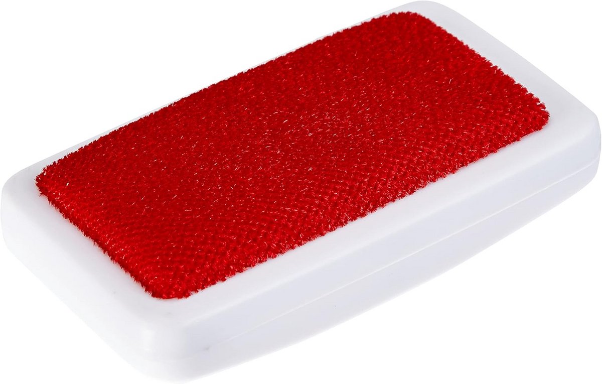Kledingborstel pluisvrij terylene/polypropyleen, wit/rood - 12 x 6,8 x 2,5 cm