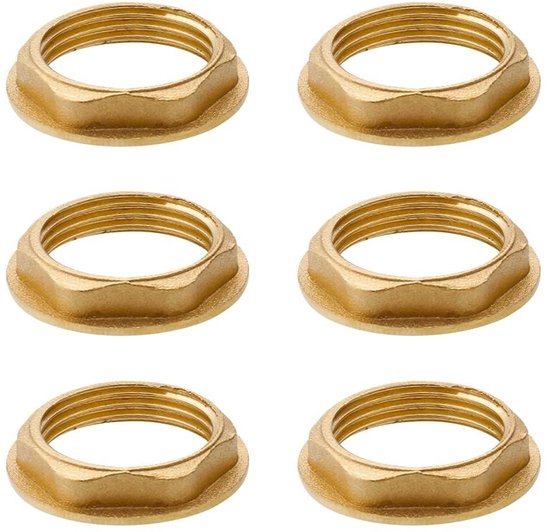 6 Stuks Messing Flensmoeren – 3/4 Inch Binnendraad – Voor Sanitair, Wastafel En Badkamer – Duurzaam En Corrosiebestendig (goud)