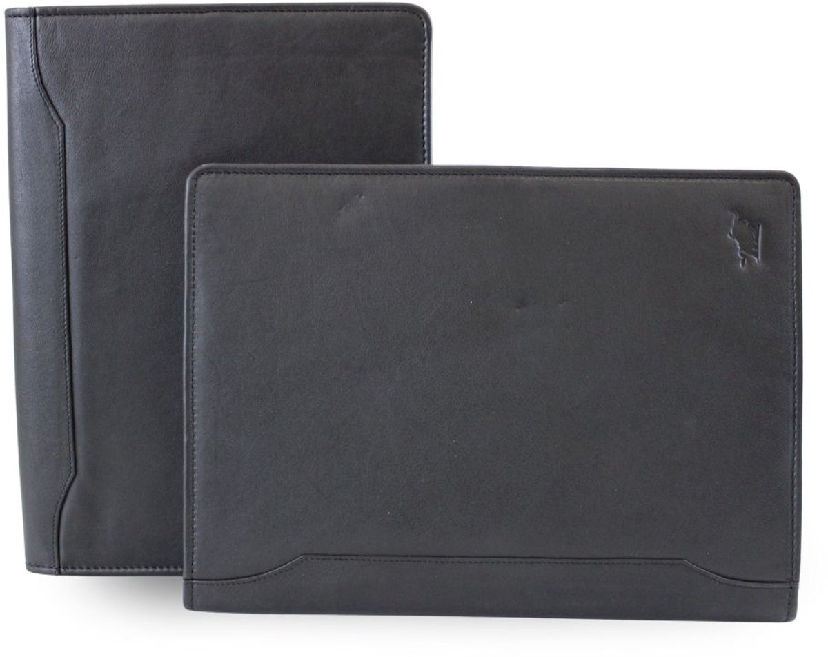Fana Bags Schrijfmap A4 Zwart - Luxe Leren Conferentiemap met Rits - Business Schrijfmap met iPad/Tablet Vak - Perfect voor Vergaderingen - Zakelijke Map