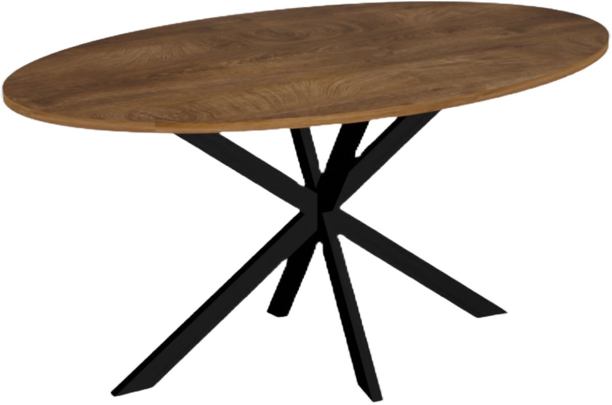 Eettafel ovaal 160cm Rato bruin ovale tafel MDF eetkamertafel