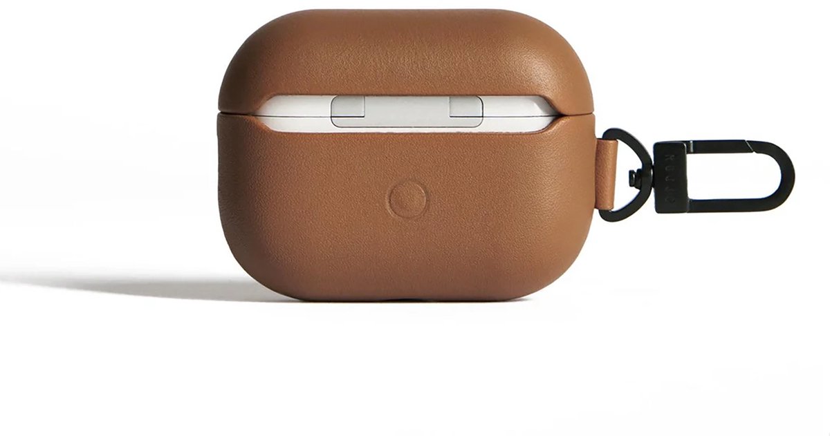 Mujjo Lederen Hoesje Airpods Pro 3 – Compatibel met Draadloos Opladen – Toont Oplaadstatus – Plantaardig Gelooid Ecco-Leer - Bruin