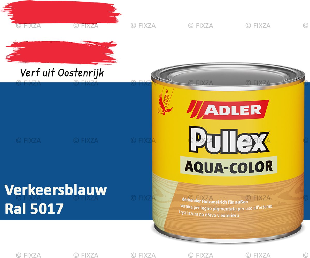 ADLER Pullex Aqua-Color Houtverf Buiten – Verkeersblauw – 0,75 Liter – Watergedragen houtbescherming voor Buitenhout – Beschermt tegen Schimmel en Algen