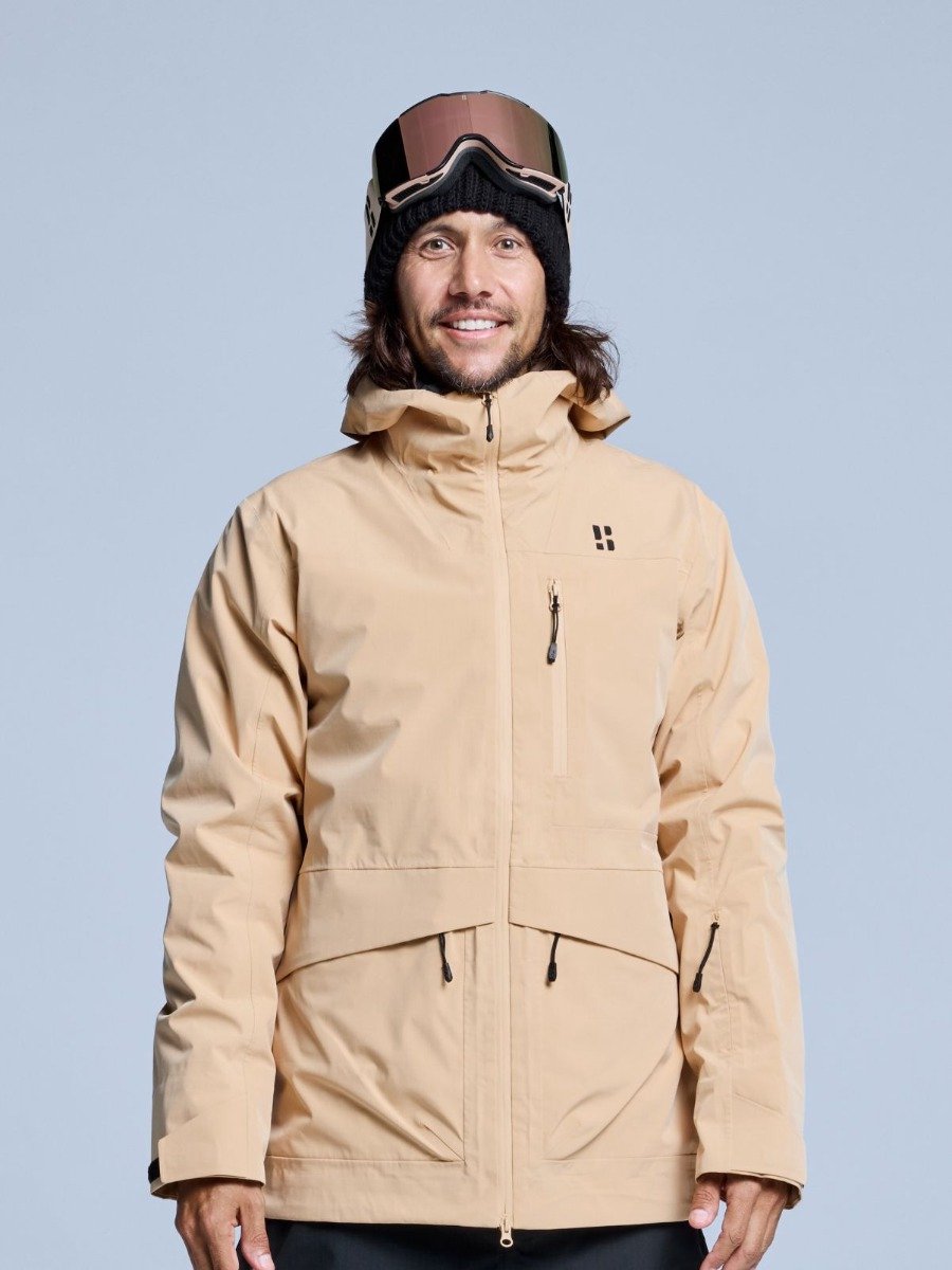Poederbaas Ski-jas Heren Freeride 3L Hardshell Warm Sand Beige