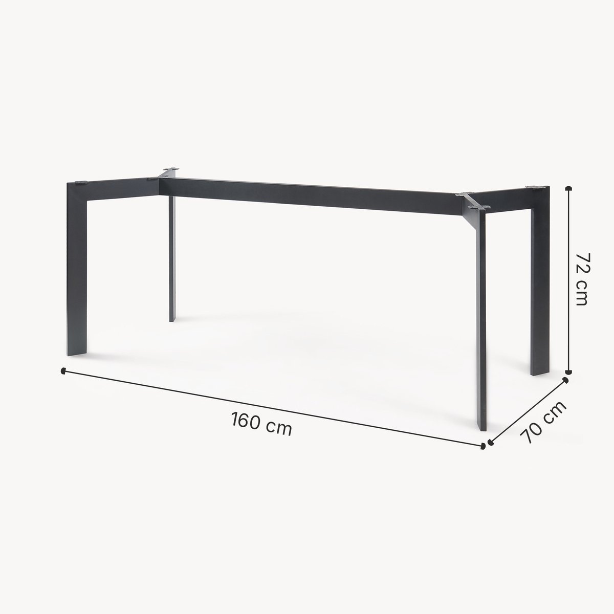 Tafelonderstel Verg tafelpoot stalen frame 160x70x72 cm zwart [en.casa]