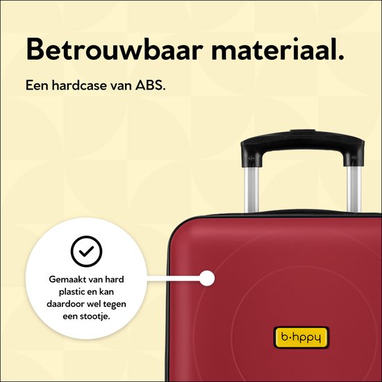 BHPPY Handbagage koffer 53x35x20cm - Handbagage trolley 33L - Lichtgewicht koffer 2.6kg - Reiskoffer met cijferslot - Rood