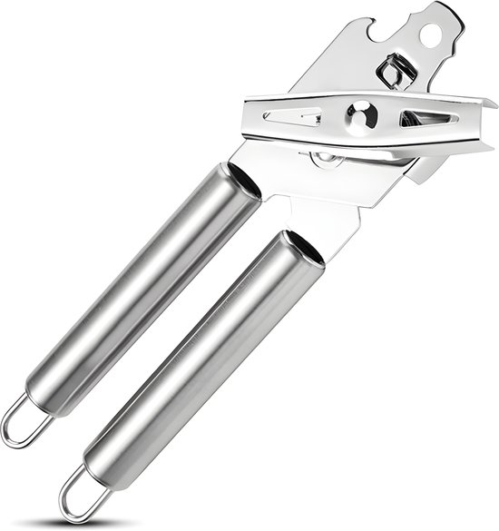 Ouvre-boîte HI NATURE™ - Ouvre-boîte manuel en acier inoxydable - Compatible lave-vaisselle - Poignée ergonomique - Ustensile de cuisine durable - Argent