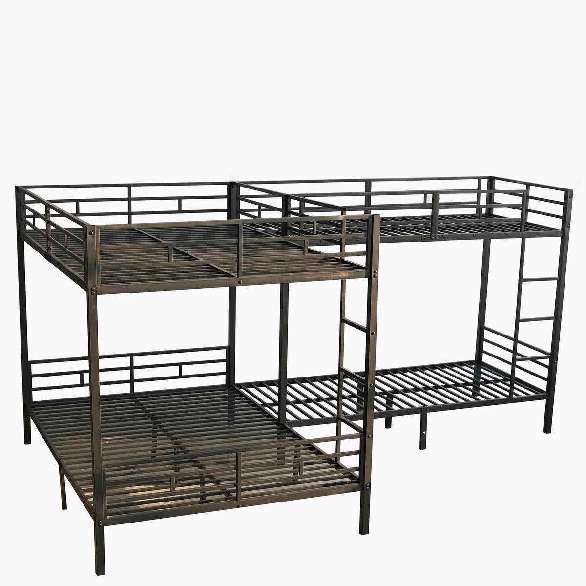 REDOM Etagebed 140x200 & 90x200 cm – Metaal zwart – Met driestaps ladder & stabiele lattenrost – Stevig