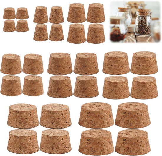 INCREWAY Conische kurkstopjes, 4 stuks, conische houten