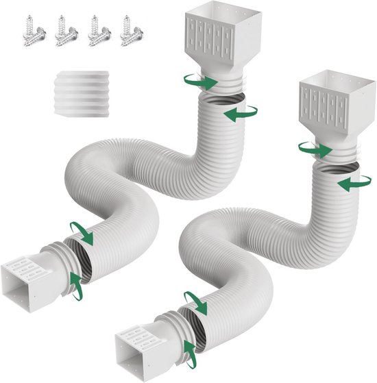 Regengoot Regenpijpverlengingen, Flexibele Universele Afvoer Regenpijp Verlenger Afvoerconnector, Uitschuifbaar Van 20 Inch Tot 29 Inch - Flexibele Regenafvoer Regenpijp Verlenger(ZWART
