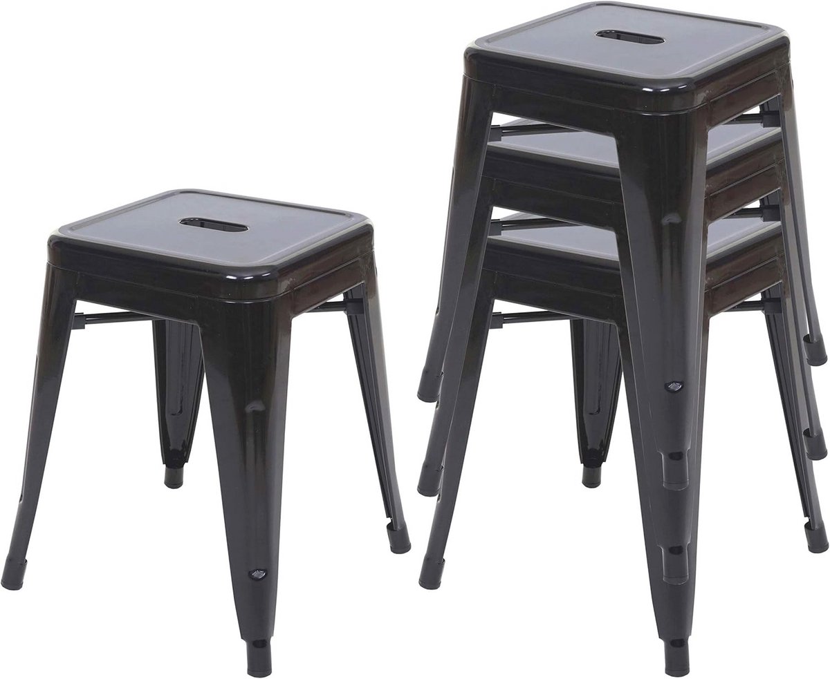 Stapelbare metalen krukken industrieel design - set van 4 zwart