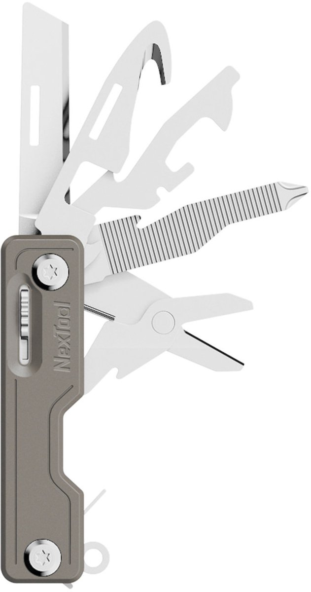 NexTool Zakmes – 10-in-1 – Khaki RVS – Multifunctioneel & Duurzaam
