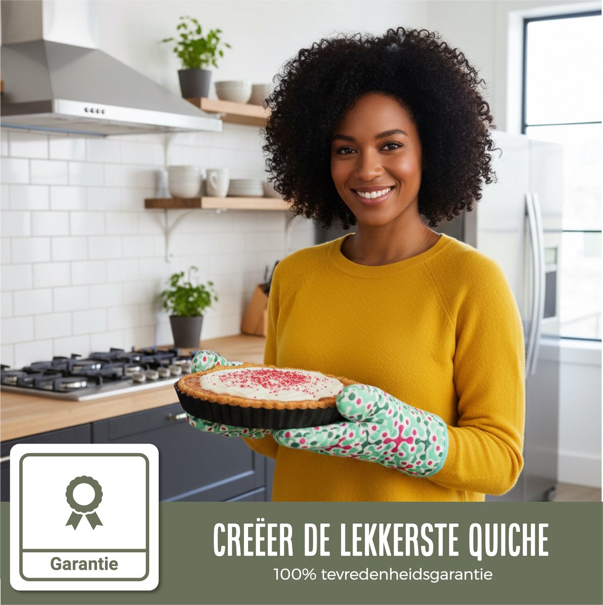 COOCK - Quiche Bakvorm - Taartvorm met Antiaanbaklaag - 24 cm Diameter - Cakevorm - Incl. Deegschraper & E-Book – foto 3