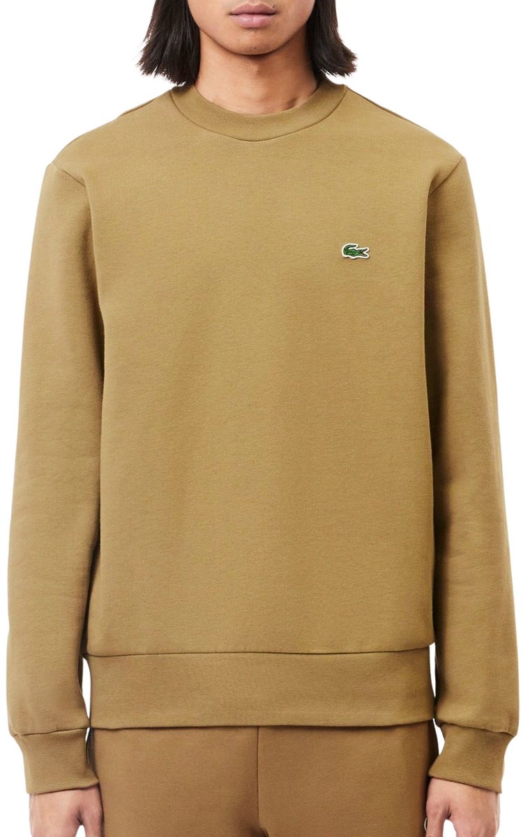 Lacoste Bio Cotton Fleece Crew Sweater Heren Bruin