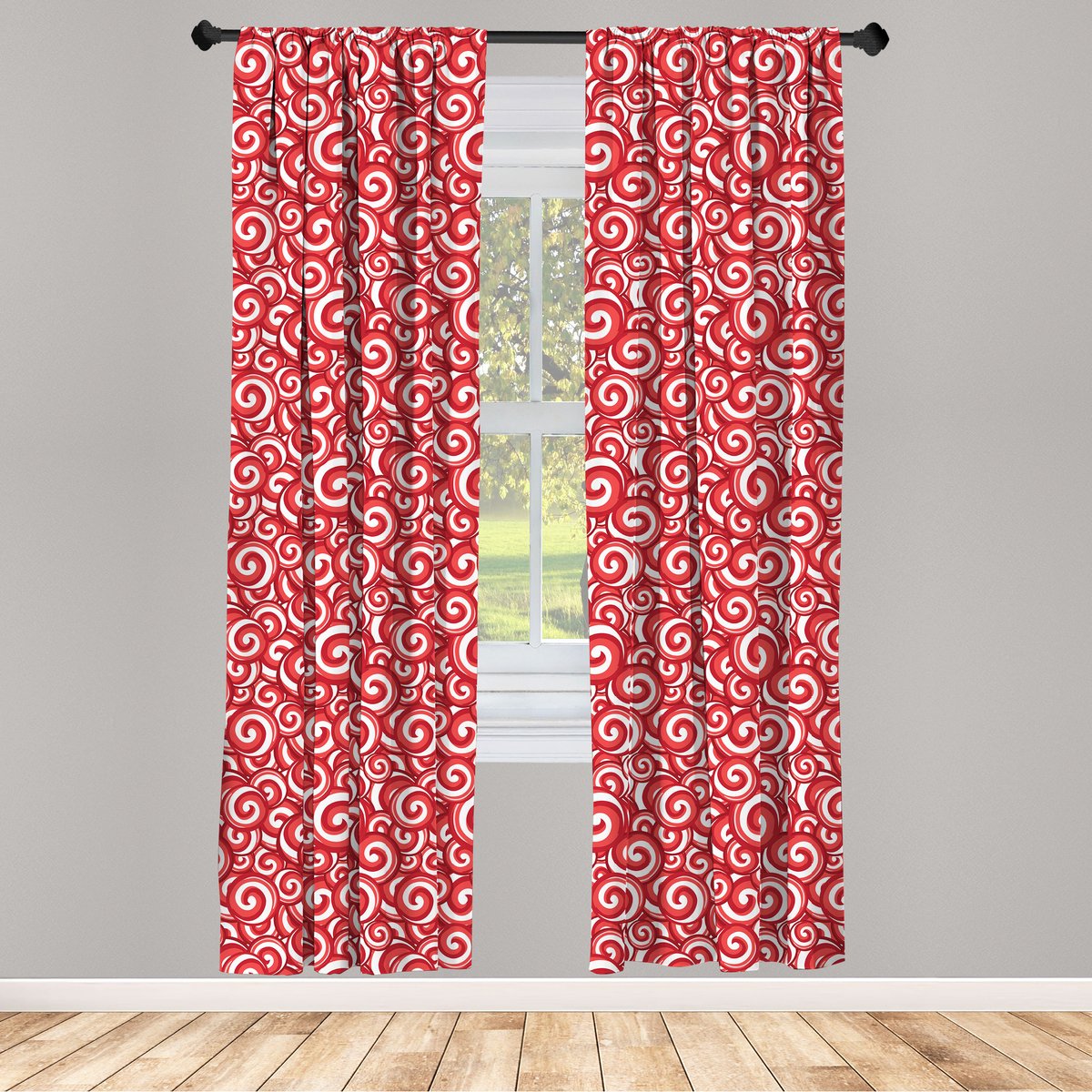 ABAKUHAUS Snoepjes Voorhangen – 2x75x245 cm – Voorhangset – Microvezel – Halve verduistering