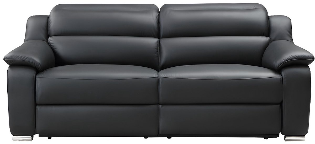 Vente-unique Driezits relaxbank van leer ARENA II - zwart - elektrisch