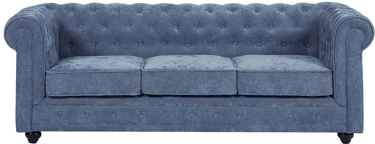 Vente-unique Driezitsbank in blauwe stof - CHESTERFIELD