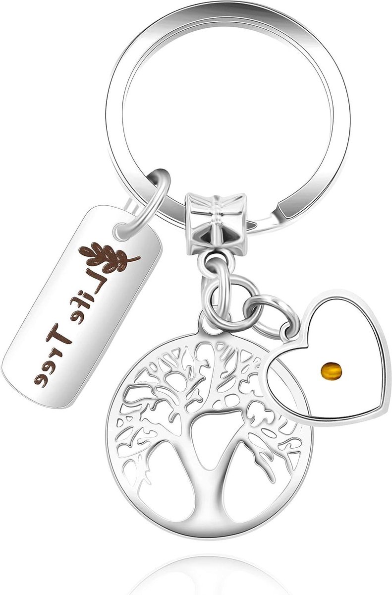 Cosensi - Familie Leven Boom Sleutelhanger voor Vrouwen met Mosterd Zaad en Hartzaadgifts